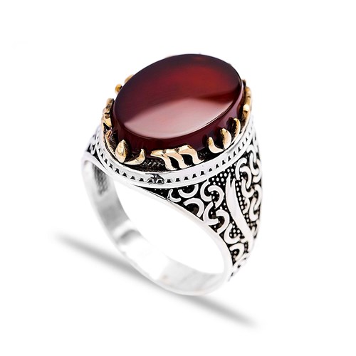 Red Agate Authentic Men Ring Wholesale Handmade 925 Sterling Silver